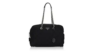 Prada 1BB774 Tessuto Impuntu Bauletto Shoulder Bag Nero