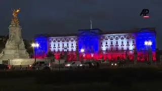 Buckingham Palace lights up as part of the VE Day 80th Anniversary events