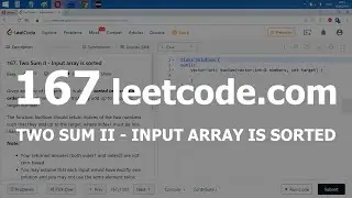Разбор задачи 167 leetcode.com Two Sum II - Input array is sorted. Решение на C++