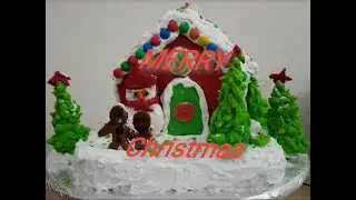 கிறிஸ்துமஸ் Snow house கேக் செய்யும் முறை / Christmas Wonderful Ginger Bread Cake House Decoration