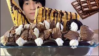 ASMR チョコレートパフェ🍫大食い❣️ Chocolate Parfait【咀嚼音/ Mukbang /Eating Sounds】【日本語字幕】