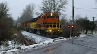 PW 2314  freight train  crossing at  Roberts, Oregon 12-26-08