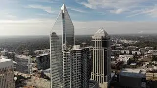 Uptown Charlotte Aerial View & Skyline, North Carolina.
