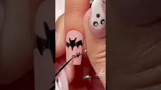 Drawing the Bat for halloween nail design