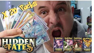 20X *HIDDEN FATES* Pokemon Booster Pack Opening, Insane Pulls!!!