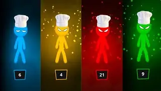 Stickman Party - Турнирный режим, случайный выбор 1-4 игроков | Прохождение игры, обновление мини...