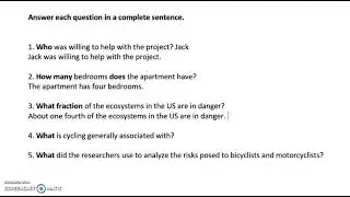 Answering a question in a complete sentence