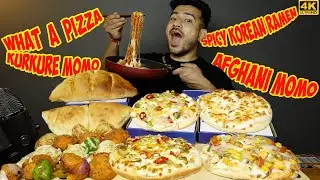 SASTE CHEESE BURST PIZZAS, NUCLEAR FIRE KOREAN NOODLES, CALZONE, AFGHANI MOMO, KURKURE MOMO MUKBANG