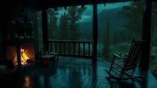 Gentle Forest Rain in a Cozy Cabin | Fireplace Sounds for Deep Sleep | No Mid Ads