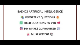 🔴 VTU Artificial Intelligence (BAD402) | Most Important Questions 2024-25 | Score 80+ in AI💯