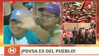 Delcy Rodr&iacute;guez y Manuel Quevedo en gran marcha de trabajadores de Pdvsa