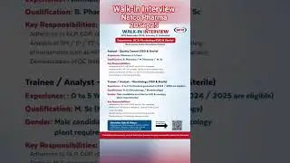 Walk-in Interview I Natco Pharma | 200925 #job #pharma