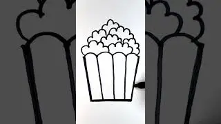 Yum Popcorn drawing coloring for kids #drawingtutorial #kidsart #kids #yummy
