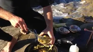 Show Me Chef cooks Abalone on the beach