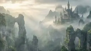 Mystical Mountain Castle | Fantasy Night Ambience with Fog & Calm Music | Deep Sleep & Relaxation