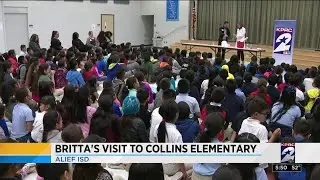 Britta visits Collins Elementary School