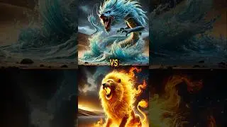 Epic Battle: Water Dragon vs Fire Lion | 4K Fantasy Showdown 🔥🐉 #fantasybattle