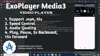 Exoplayer media3 video player in Android studio || video player in android studio || media3