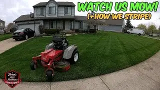 Relaxing To Watch! Exmark Staris Laying Stripes While Mowing Wet Grass