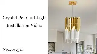 Phoonyii Crystal Pendant Light Fixtures for Kitchen Island Gold Installation Video