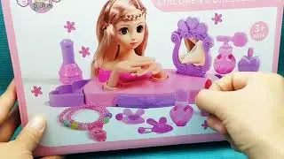 2 Minutes Satisfying ASMR with Unboxing Barbie Manicure, Hairstyling & Beauty Playset.  #barbiedoll