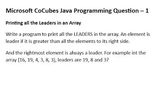 Microsoft CoCube Java Coding Question 1  