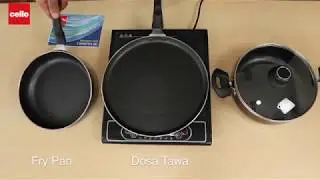 Cello Prima Induction Base Non-Stick Aluminium Cookware Set, 3-Pieces, Cherry