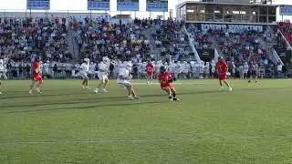 Anthony DeMaio scores the 9th Maryland goal at Hopkins lacrosse