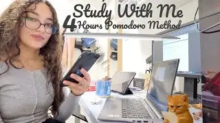 4 Hours Study With Me| Background: no music| Break 10 min, study with Sally