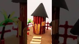 DIY Miniature Hut 🛖 | Mini Village Craft | #shortsfeed