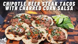 Chipotle Beer Steak Tacos with Charred Corn Salsa 🚐🌮🌽🔥 #shorts