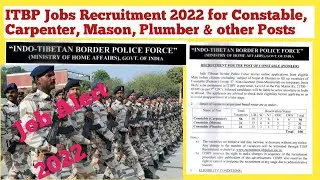 Indo-Tibetan Border Police Force  ITBP recruitment of Constable (Pioneer) Vacancy 2022 ITBP job 2022