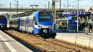 Zugverkehr am Bahnhof in Rosenheim / Oberbayern