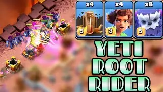 Th16 Yeti Root Rider Attack Strategy With 4 Eartquake!! 8 Yeti + 4 Root Rider - Th16 Attack Strategy