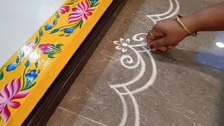 Easy border rangoli designs for festivals | Friday kolam | Sravanamasam muggulu | Lotus rangoli