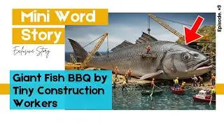 🔥 Miniature Realism: Giant Fish BBQ by Tiny Construction Workers! 🐟🔥