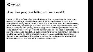 Progress Billing Software Explained