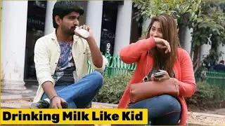 Stammerer kid Drinking milk in nipple bottal prank // The hungama film