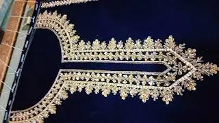 Hand made zari work fabric velvet frant kam dal gold part1