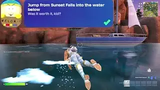 Jump from Sunset Falls into the water below Fortnite