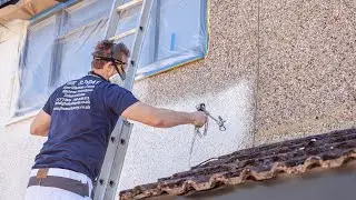 Spray Painting a Pebbledash House Wall with the WAGNER SuperFinish 23 Pro
