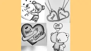 BFF Drawings-Step by Step for beginners||Best Friends Drawing||Cute Drawings Ideas