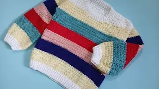 Crochet Sweater Tutorial/ Crochet Sweater Pullover for Boys & Girls/ Crochet for Gents Sweater