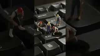 Tiny Workers Fixing a Keyboard Inside a Machine #tinyworkerslab #tinyfactoryworld #tinymachines