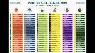 PSL 4 2019 Schedule & Team Squad