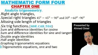 Xisaab Maths form four chapter one analytic geometry introduction 