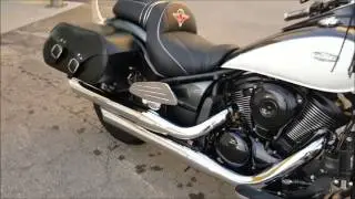 Kawasaki VN900 original exhaust (VS) Leo Vince Silvertail K02. Sonido escapes vulcan 900
