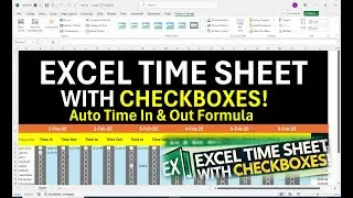 Excel Time Sheet with Checkboxes | Auto Time In & Out Formula | No More #VALUE! Error