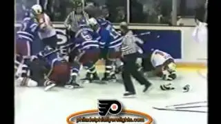 Jan 28, 1988 Chris Nilan Cheapshot on Ron Sutter New York Rangers vs Philadelphia Flyers