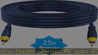 Steren 254-125BL 25-Feet RCA-RCA Plug Python Gold Cable